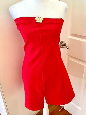 Red Strapless Women’s Mini Dress with Butterfly